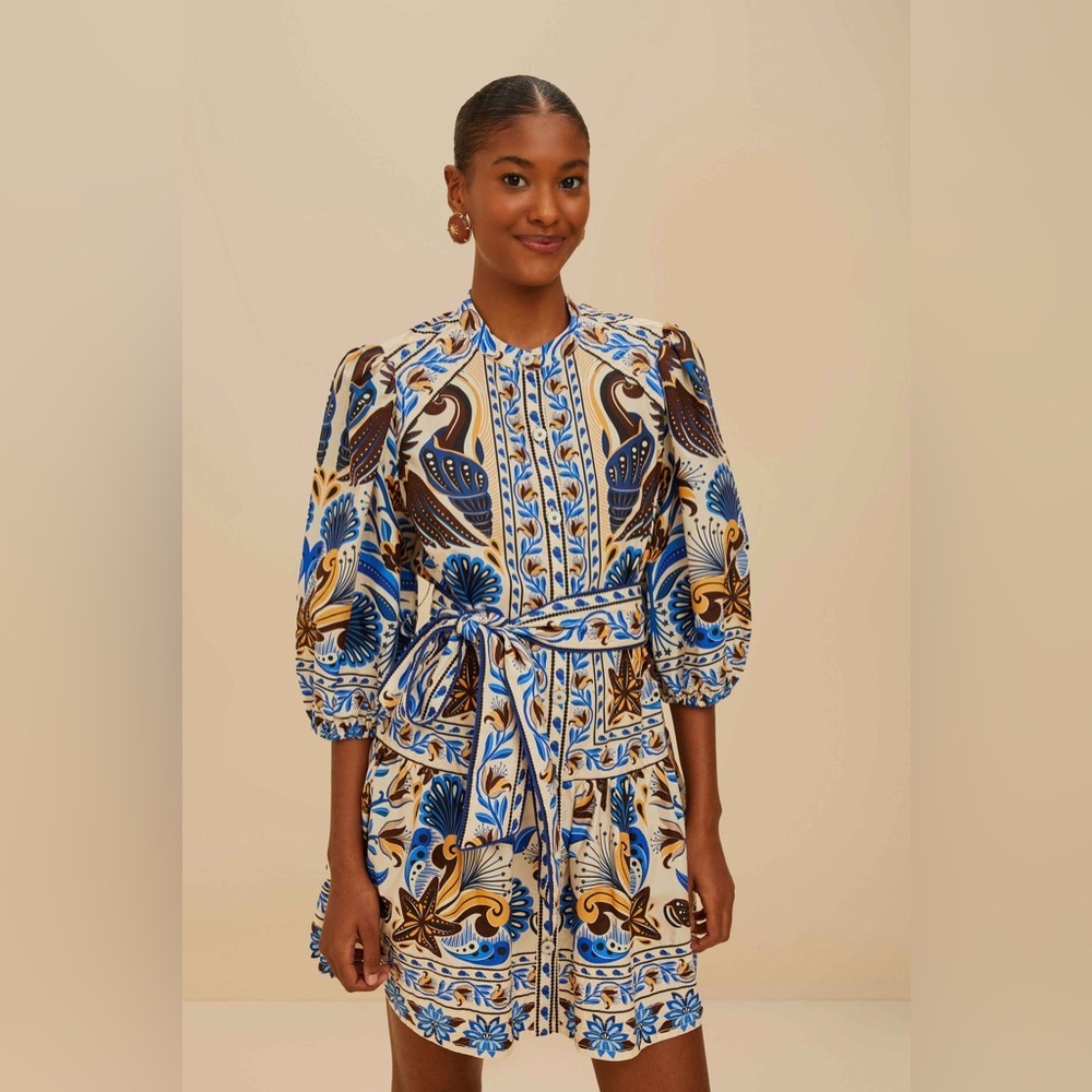 Farm Rio: Sand Nature Land Organic Cotton Mini Dress 2 - Picture 2 of 13